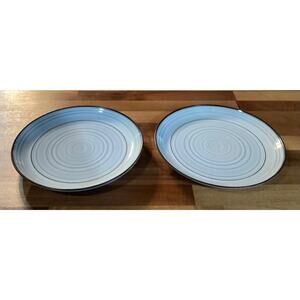 Kirkland’s 8.5” Swirl Brown Rim Stoneware Plates Set of 2